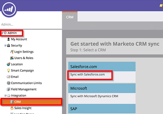 Connecting Marketo to Salesforce by adding sync user credentials.